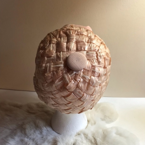 Vintage 50s 60s Pink Plaited Hat Jockey-style main image 7